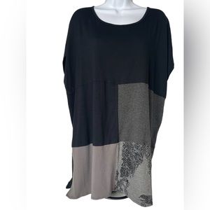 Model 29 Lagenlook Color-block Tunic Cap Sleeve Sz M